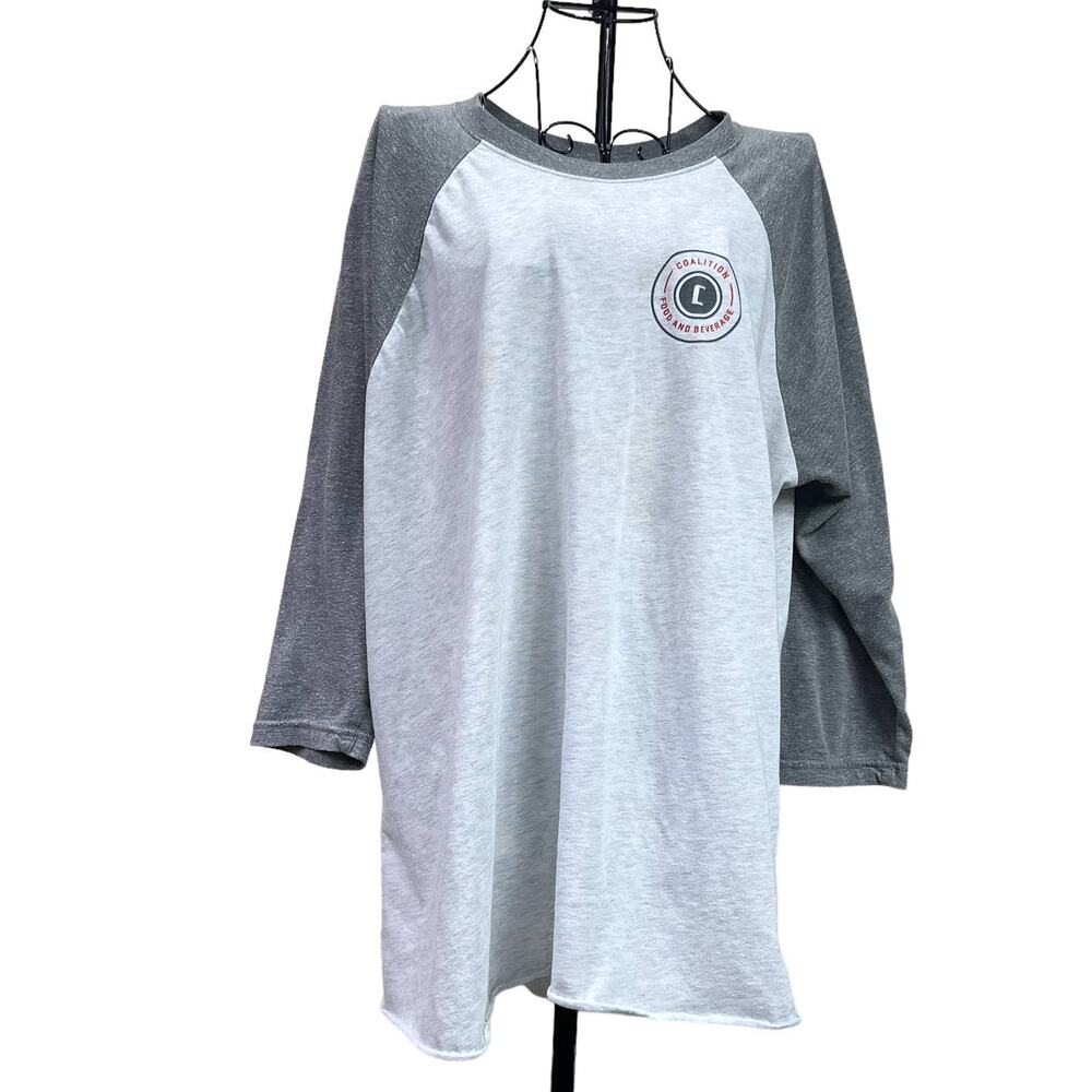 Next Level 3/4 Raglan Sleeve Jersey T-Shirt Top Large Heathered Gray Light Gray